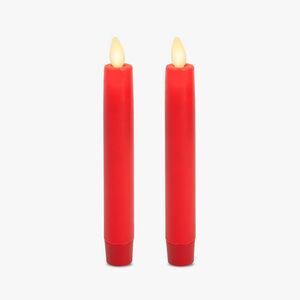 Luminara Flameless Real Wax Indoor LED Candle for Decor, 0.87" x 6.7" - True Red